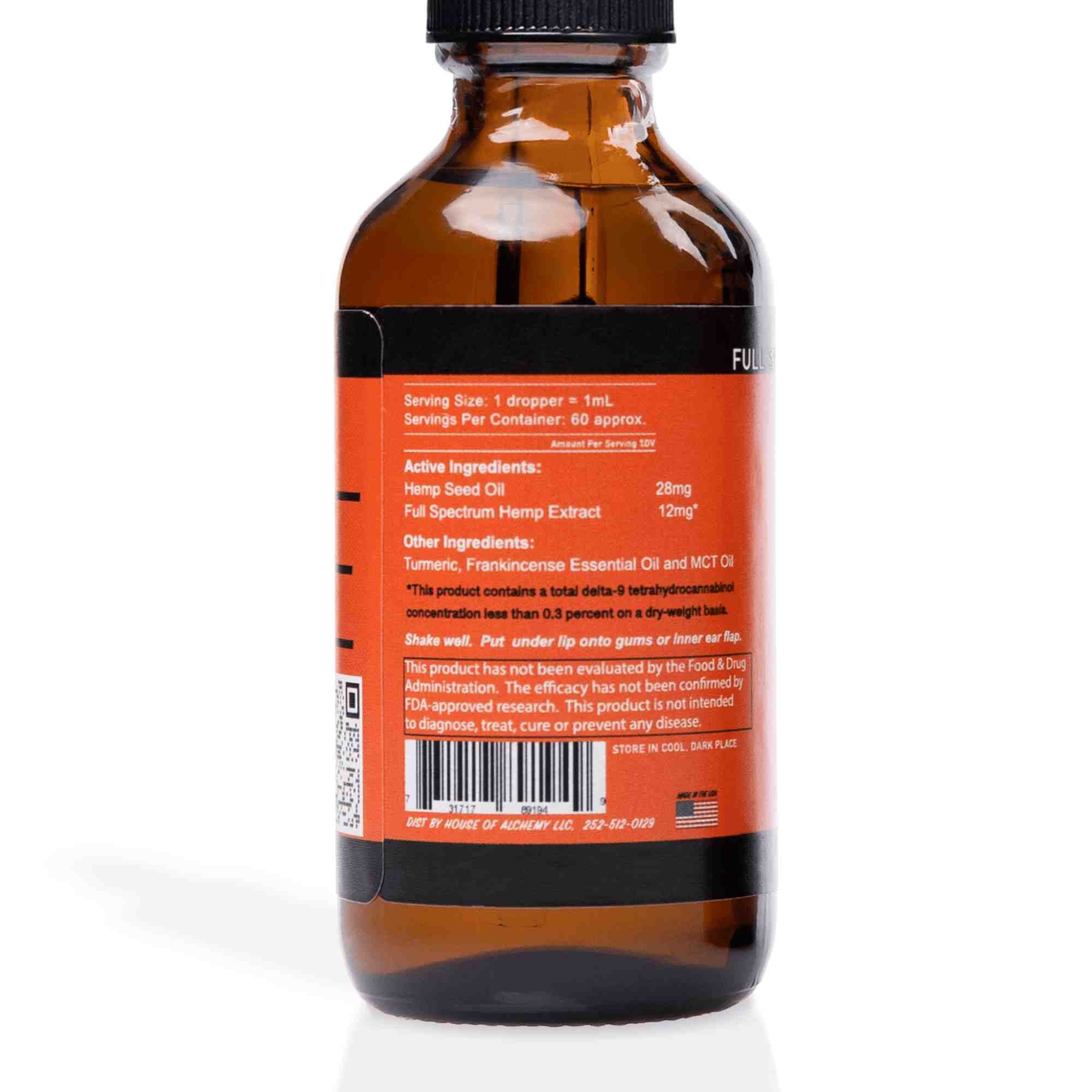 EASE - 2 fl oz bottle back of bottle displaying ingredients and serving size