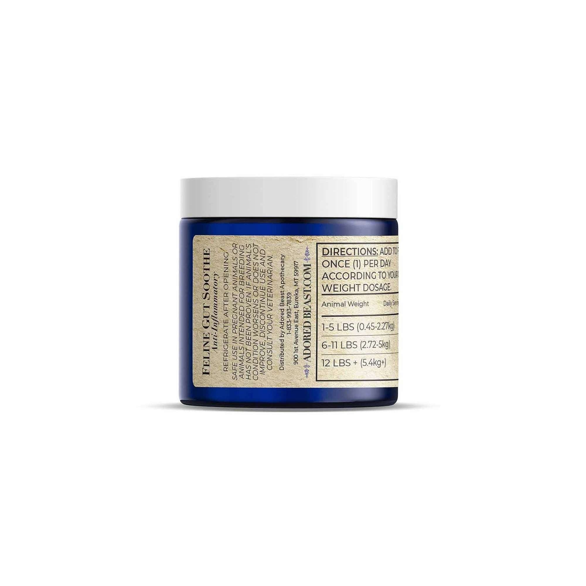 Feline Gut Soothe Probiotic Anti-Inflammatory Herbs Adored Beast Feeding Instructions