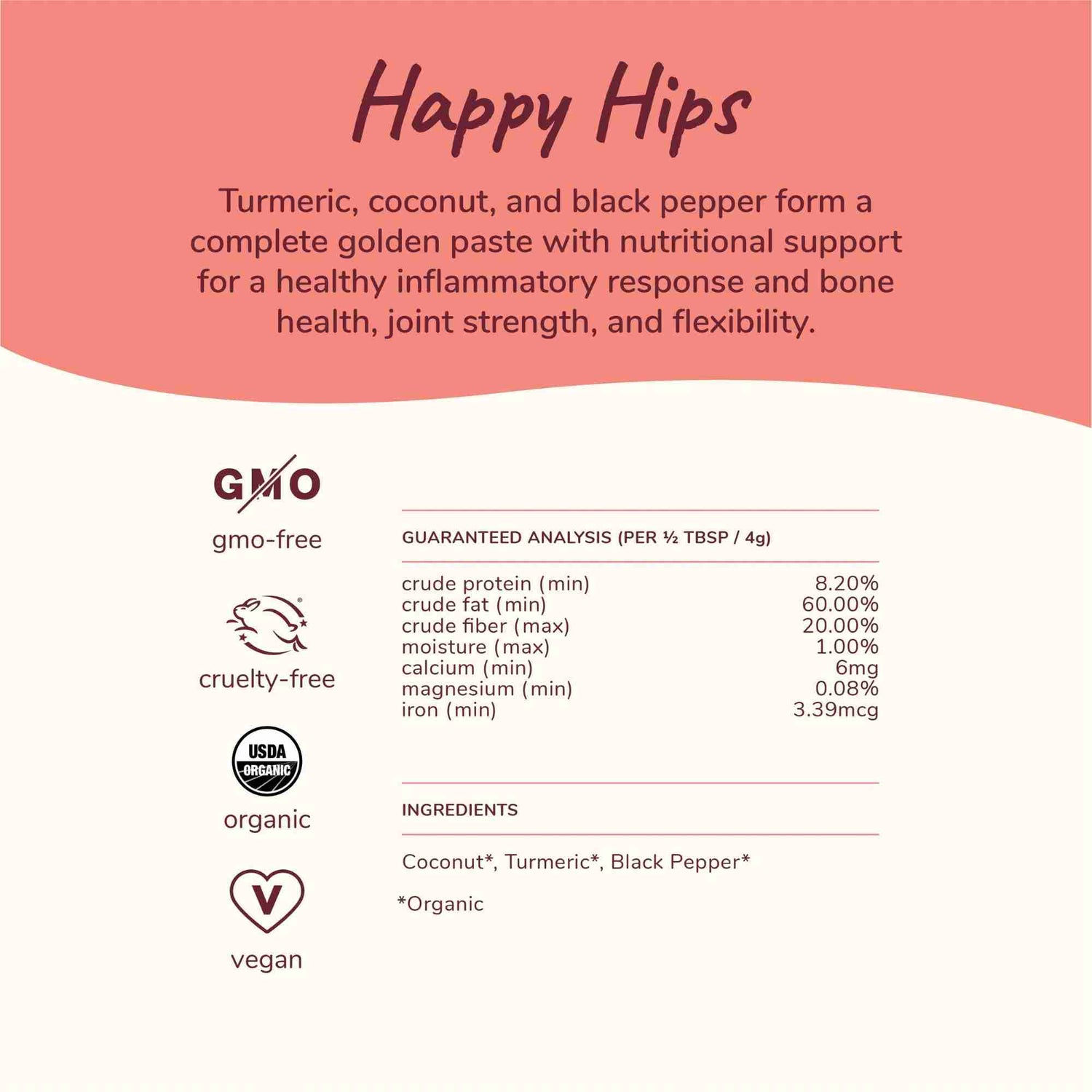 Healthy Hip and Joint ingredient list by Kin and Kind