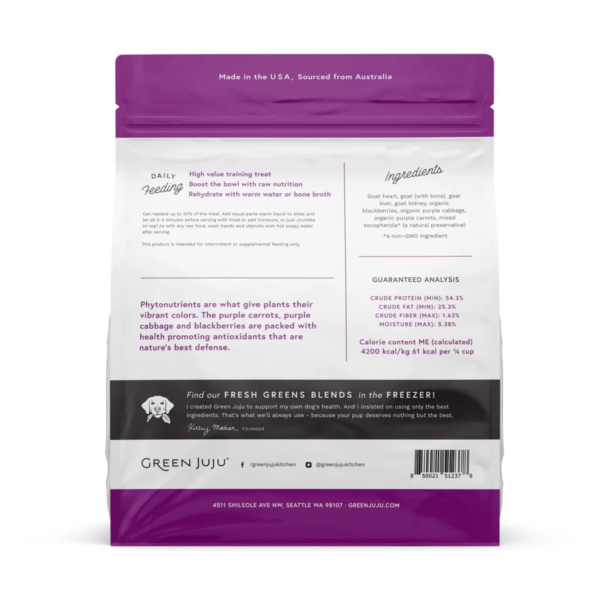 green juju goat purple whole food bites back of bag