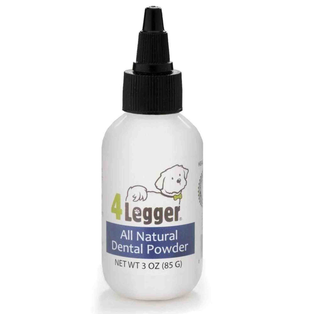4-legger-dental-care-mint-fresh-all-natural-dental-powder-safe-non-toxic-vegan-toothpaste-alternative- front of bottle