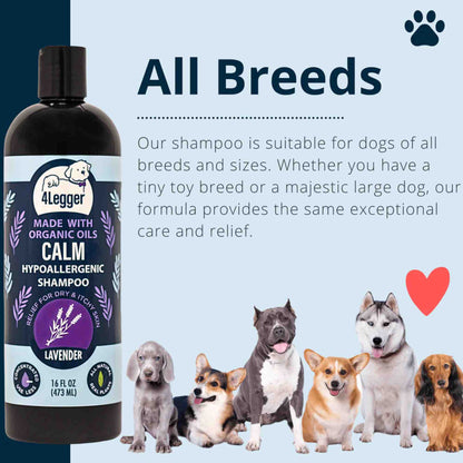 4-legger usda certified organic dog shampoo 16 oz bottle calm organic lavender dog shampoo with calendula and st john&