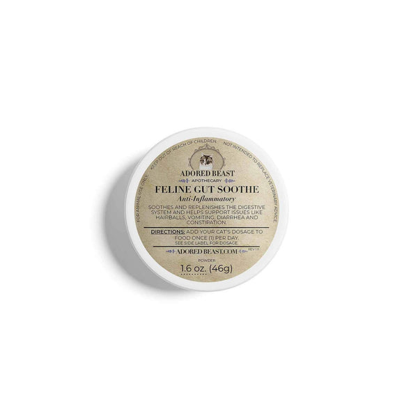 Feline Gut Soothe pre and probiotic with anti-inflammatory herbs for cats by Adored Beast, 46g jar