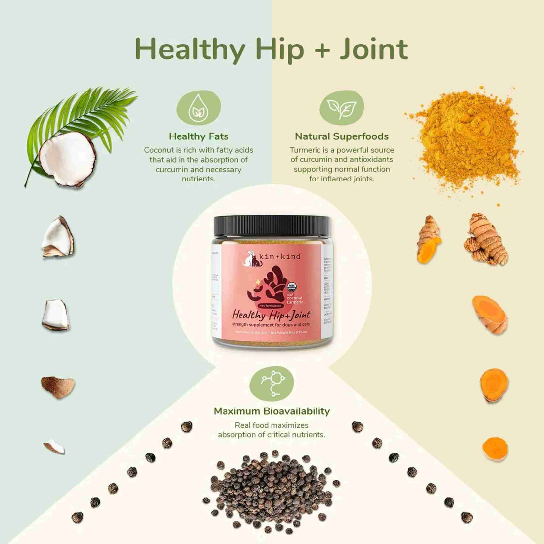 Healthy Hip and Joint - with coconut turmeric and black pepper by Kin and Kind