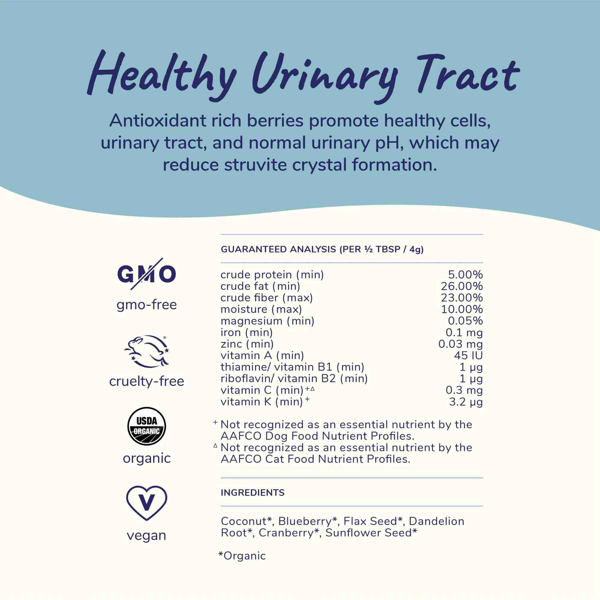 Healthy immunity antioixidant supplement for dogs and cats with blueberries and cranberries usda organic guaranteed analysis 