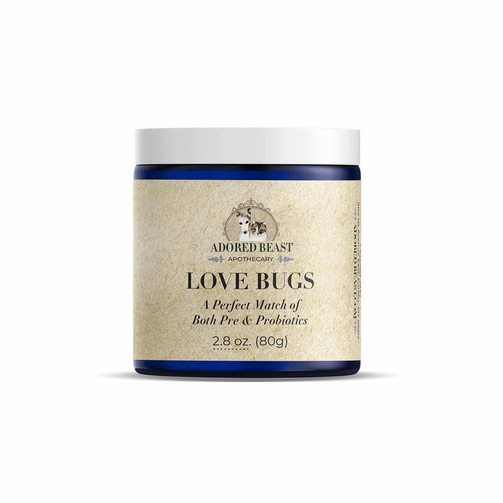 Love Bugs 14-strain pre and probiotic powder used as a starter culture for fermented vegetables for dogs