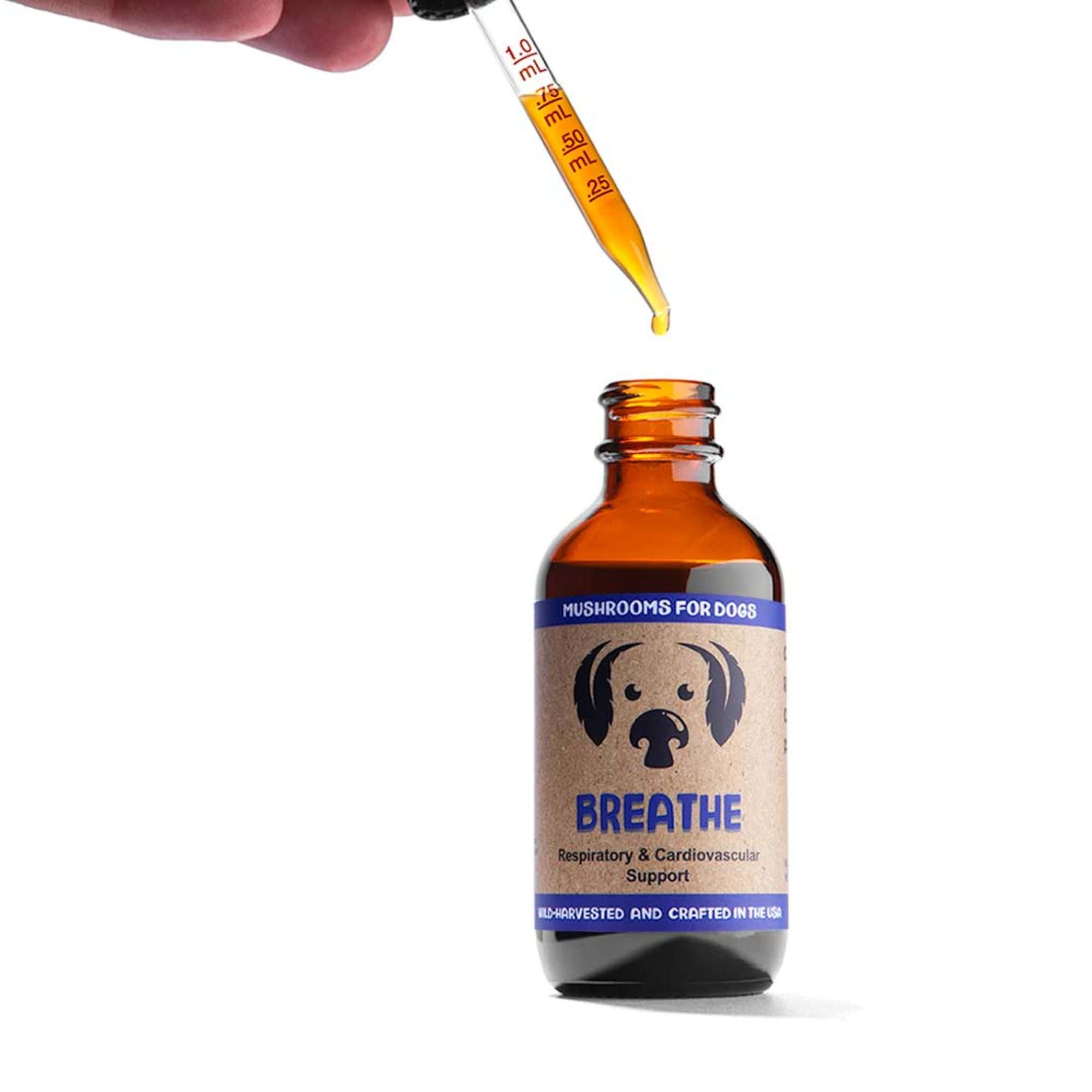 MycoDog Breathe Mushrooms for Dogs Bottle with Dropper