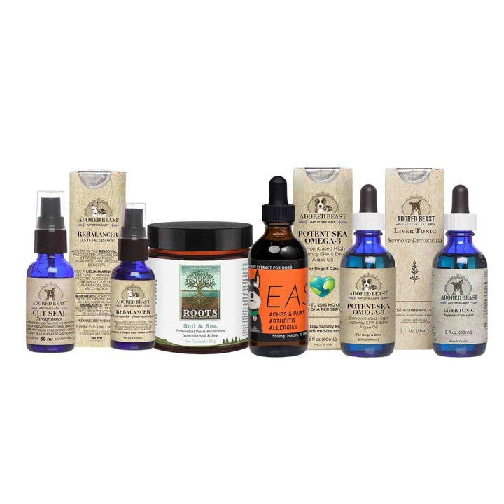 PAWDEGA SIBO Support Bundle for dogs with soil-based probiotics, Liver Tonic, Gut Seal and omega 3 algae oil