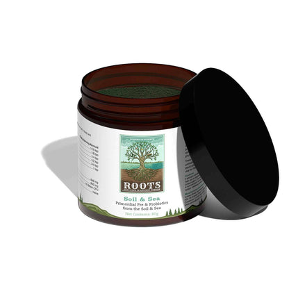 Soil &amp; Sea Probiotic Adored Beast Jar with Lid Off and Powder