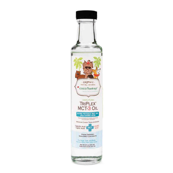 CocoTherapy TriPlex MCT-3 Coconut Oil 8oz bottle for dogs and cats