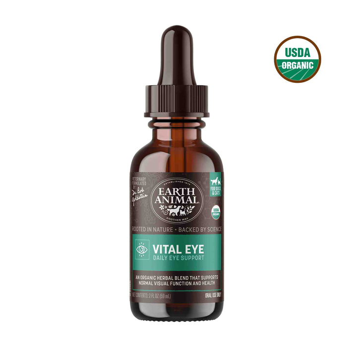 Vital Eye organic herbal eye support drops for dogs and cats with tear staining