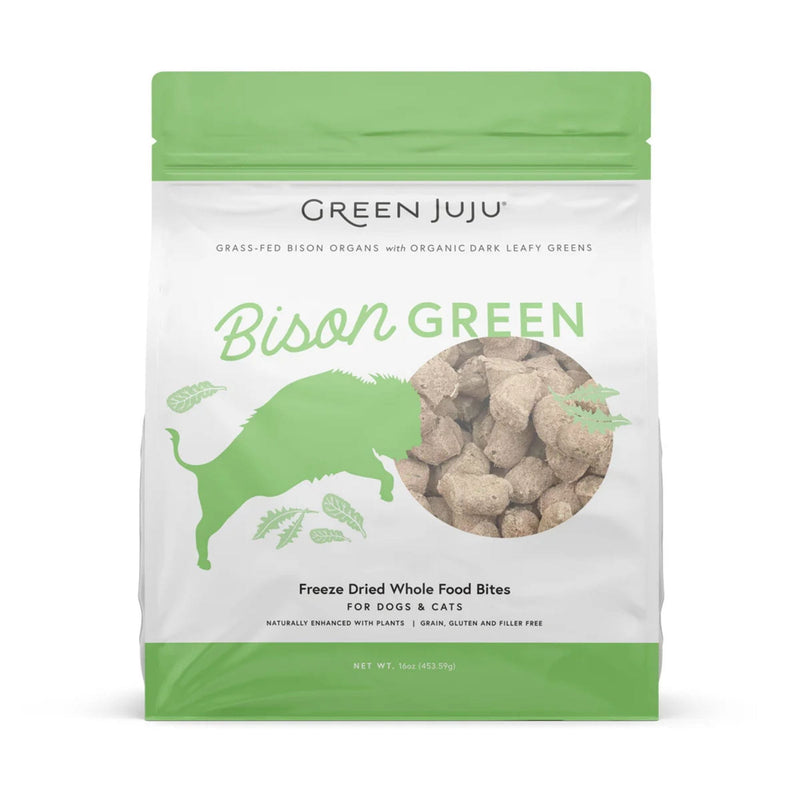 Green Juju Bison Green Whole Food Bites freeze-dried bison topper for dogs