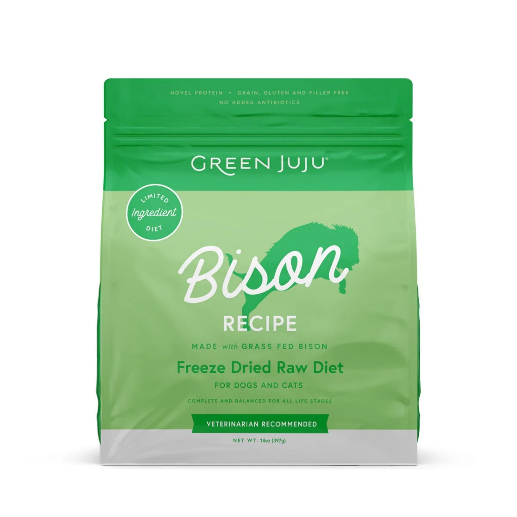 green juju freeze-dried raw bison recipe for dogs and cats