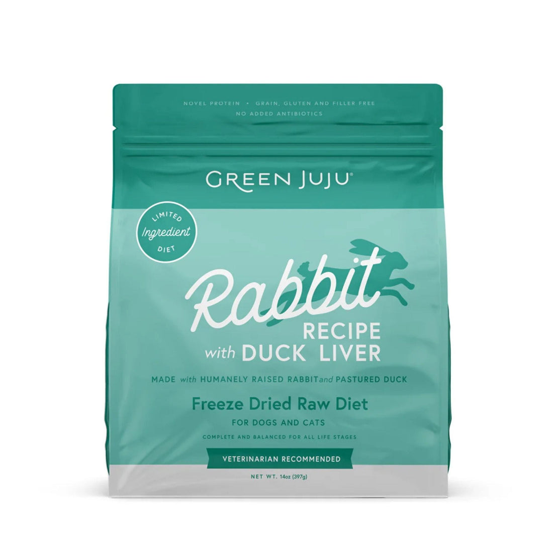 green juju freeze-dried raw rabbit with duck liver recipe for dogs and cats