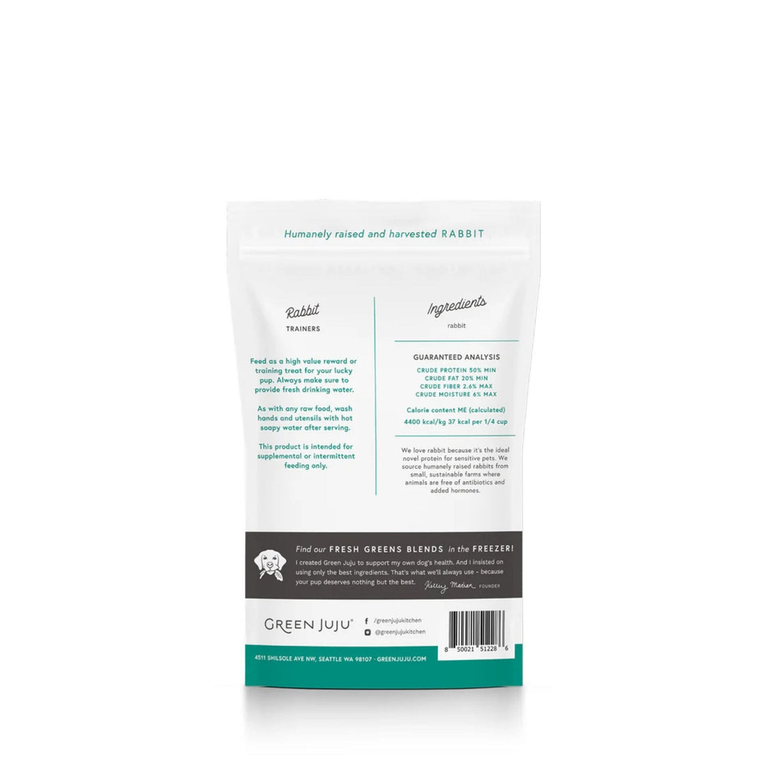 green juju rabbit trainers for cats and dogs back of bag