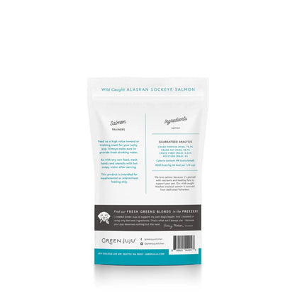 Green juju salmon trainers for dogs and cats back of bag