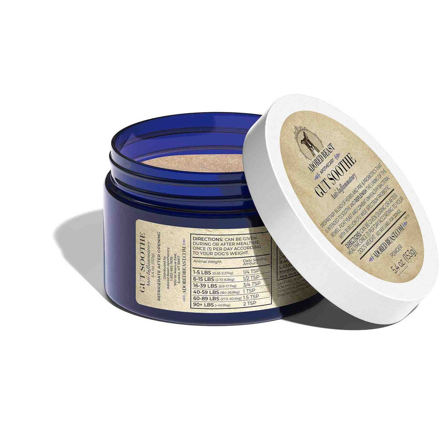 Adored Beast Canine Gut soothe Open Jar with Powder