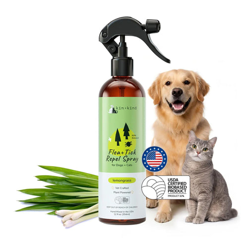 Kin+Kind Flea+Tick Lemongrass Repel Spray for dogs and cats